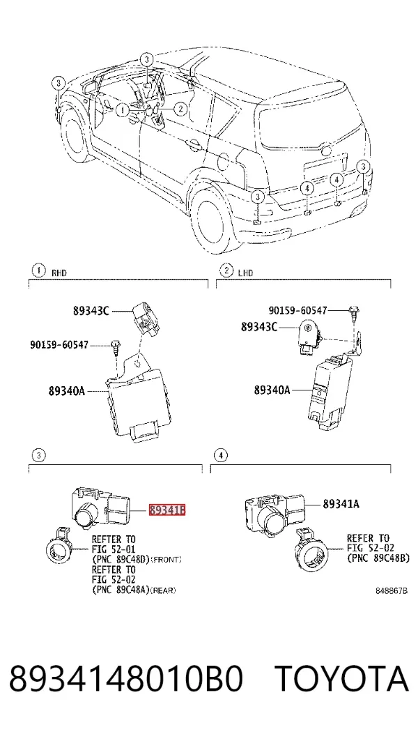 Czujnik parkowania przedni boczny 8934148010B0 Toyota