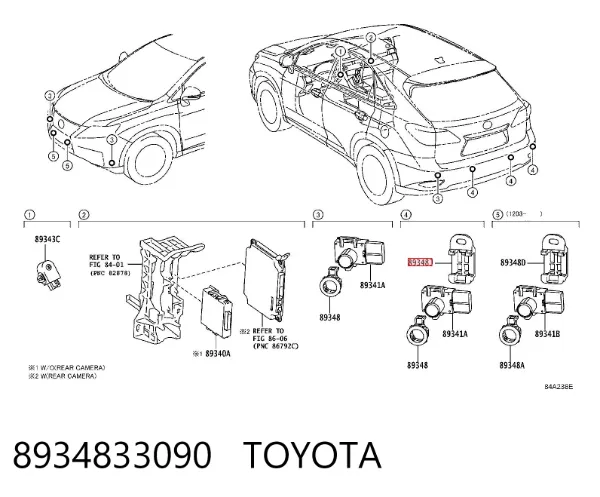 Wspornik czujnika parkowania tylny środkowy 8934833090 Toyota