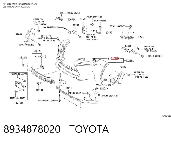 Wspornik czujnika parkowania przedni boczny 8934878020 Toyota