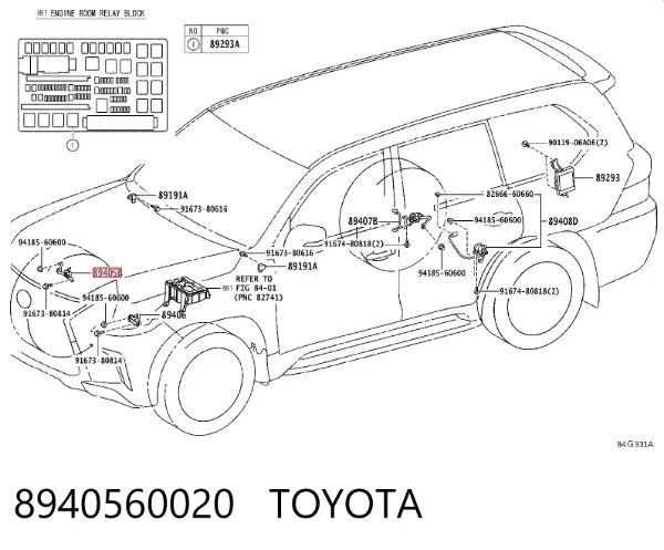 Czujnik położenia pojazdu przedni prawy 8940560020 Toyota