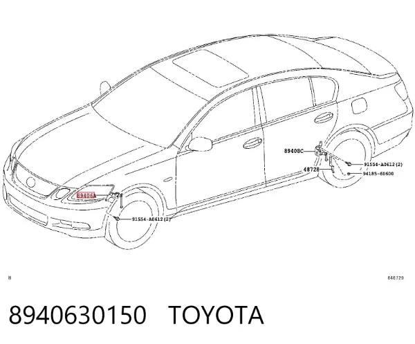 Czujnik poziomowania karoserii przedni lewy 8940630150 Toyota