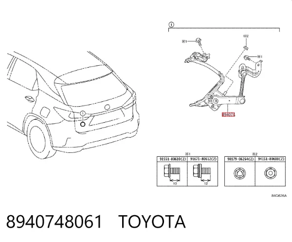 Czujnik poziomowania karoserii tylny prawy 8940748061 Toyota