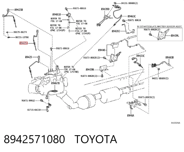 Czujnik temperatury spalin, filtra cząstek stałych 8942571080 Toyota