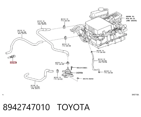 Czujnik temperatury płynu chłodzącego (włączenia wentylatora chłodnicy) Toyota Prius NHW20