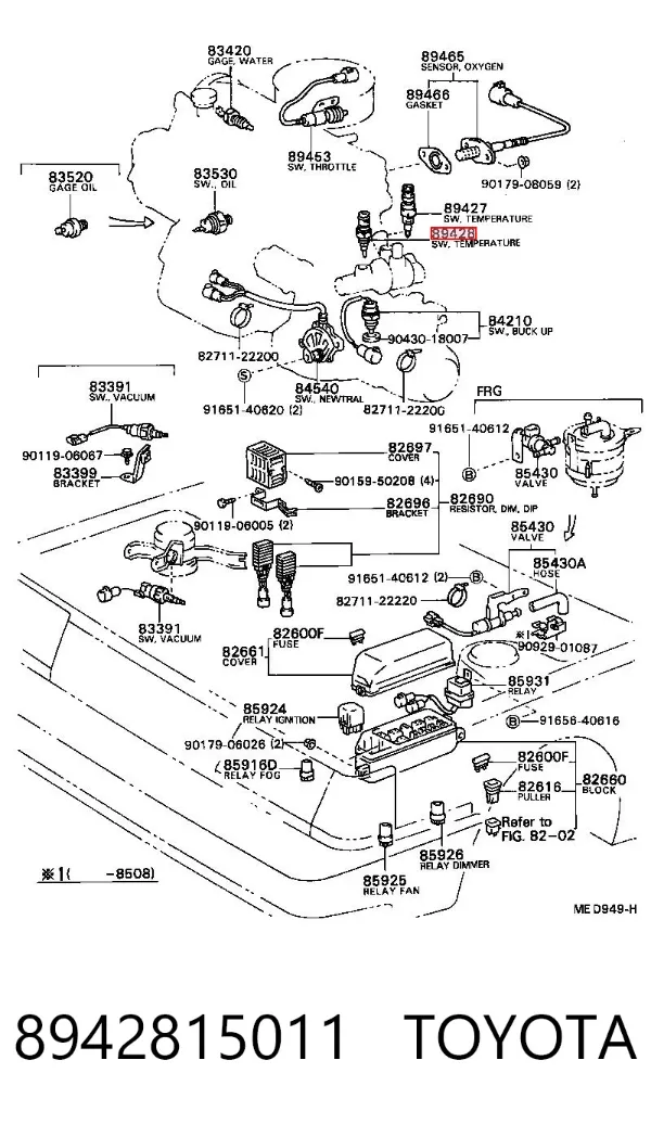 Czujnik temperatury płynu chłodzącego (włączenia wentylatora chłodnicy) 8942815011 Toyota