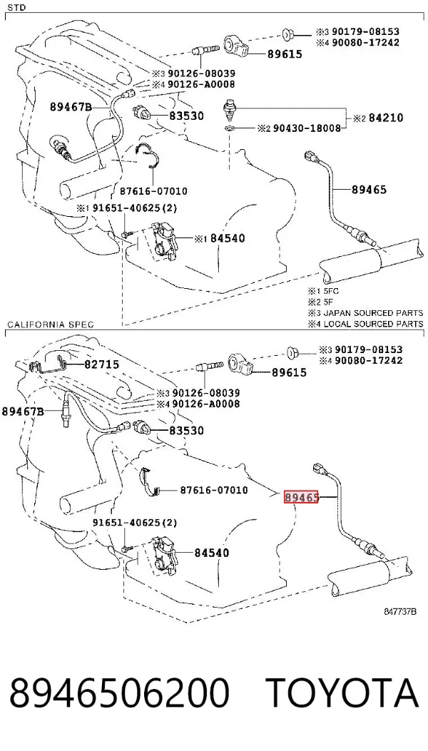 Sonda lambda, czujnik tlenu 8946506200 Toyota