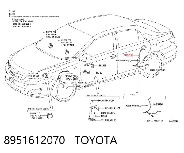 Przewód czujnika ABS tylny prawy 8951612070 Toyota