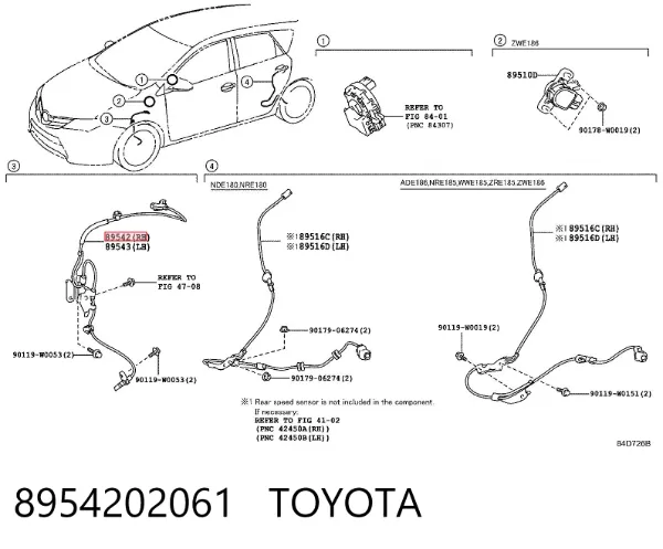 Czujnik ABS przedni prawy 8954202061 Toyota