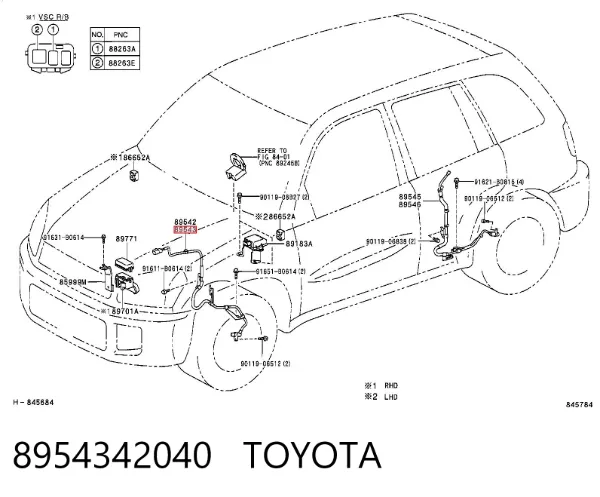 Czujnik ABS przedni lewy 8954342040 Toyota
