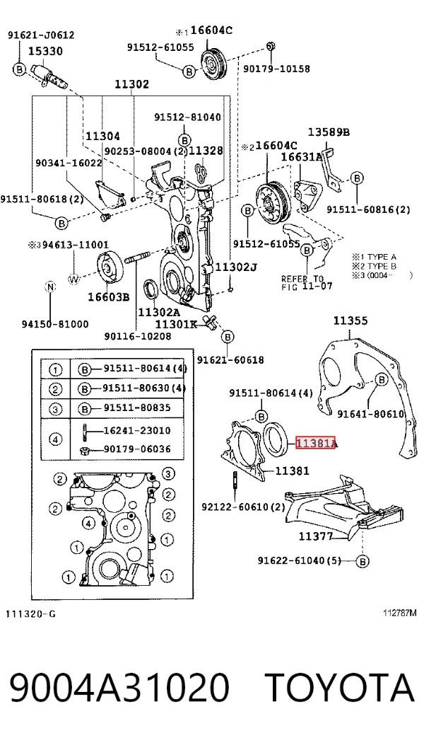 Uszczelniacz wału korbowego silnika tylny 9004A31020 Toyota