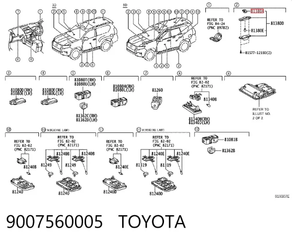 Oprawka żarówki podświetlenia tablic 9007560005 Toyota