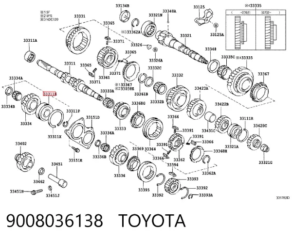 Łożysko wału sprzęgłowego skrzyni biegów 9008036138 Toyota