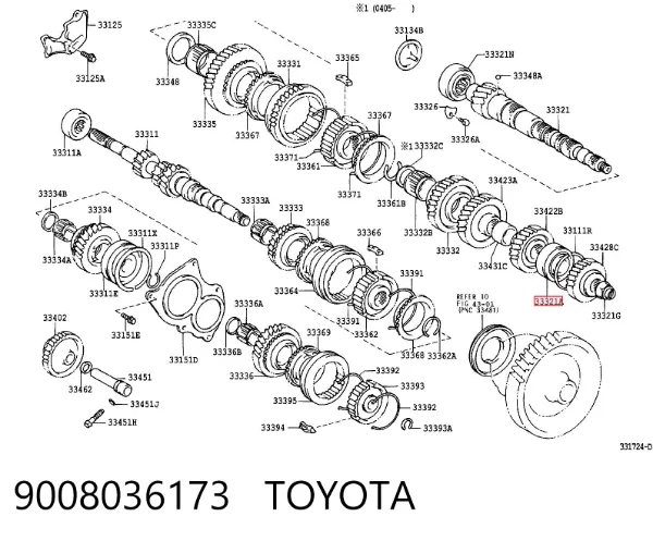 Łożysko wału głównego skrzyni biegów 9008036173 Toyota