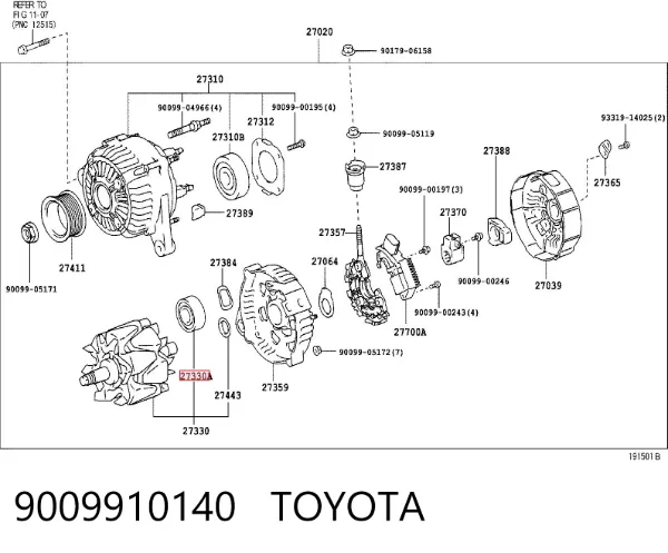Łożysko alternatora 9009910140 Toyota