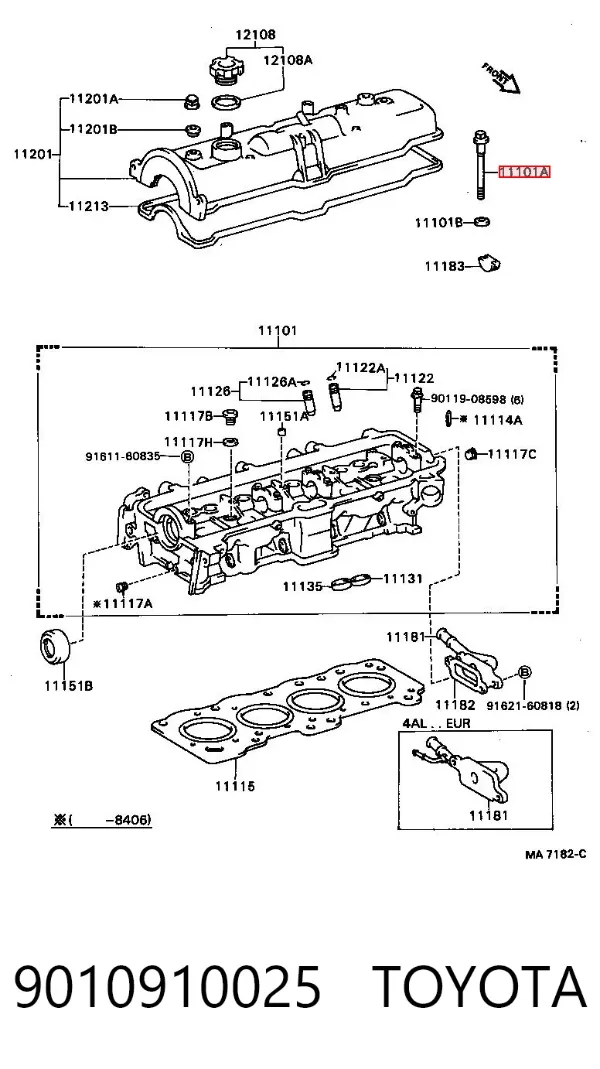 Śruba głowicy cylindrów 9010910025 Toyota