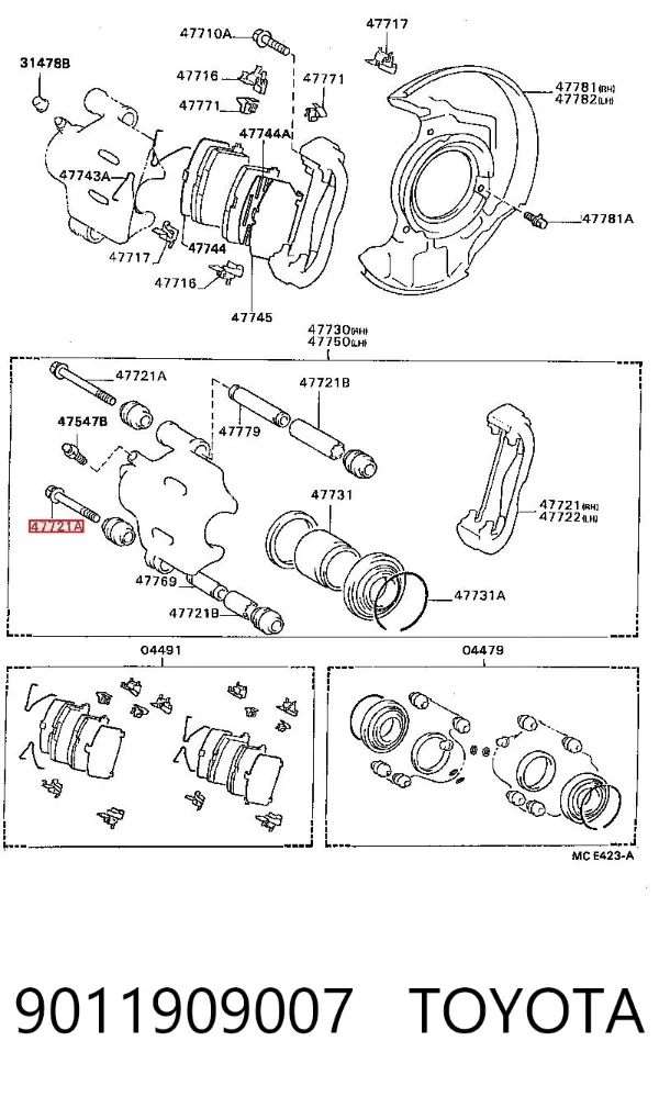 Śruba zacisku hamulcowego 9011909007 Toyota