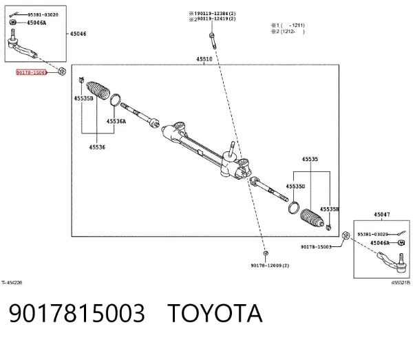 Nakrętka zabezpieczająca maglownicę 9017815003 Toyota