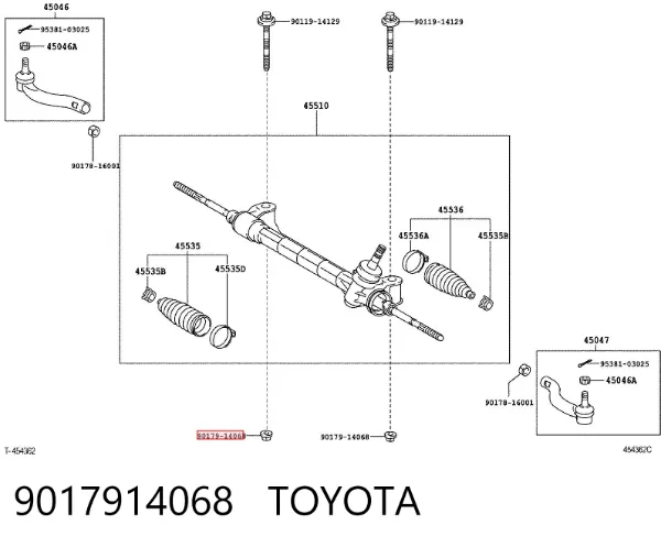 Nakrętka śruby do mocowania przedniego wahacza dolnego 9017914068 Toyota