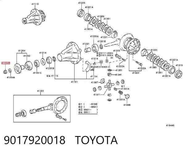 Nakrętka końcówki mostu tylnego 9017920018 Toyota