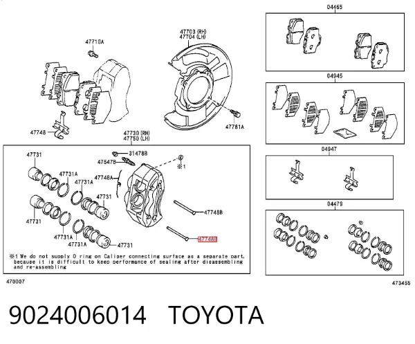 Prowadnica zacisku przedniego 9024006014 Toyota