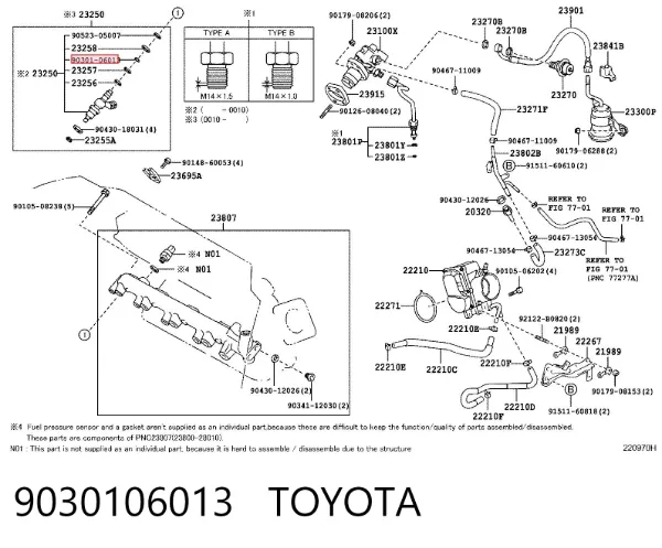 Pierścień uszczelniający wtryskiwacza 9030106013 Toyota