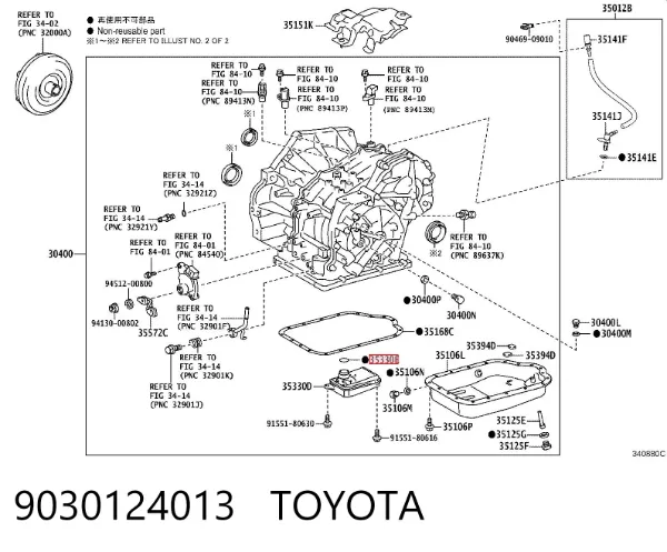 Pierścień uszczelniający filtr automatycznej skrzyni biegów 9030124013 Toyota