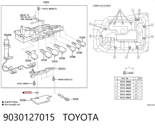 Pierścień uszczelniający filtr automatycznej skrzyni biegów 9030127015 Toyota