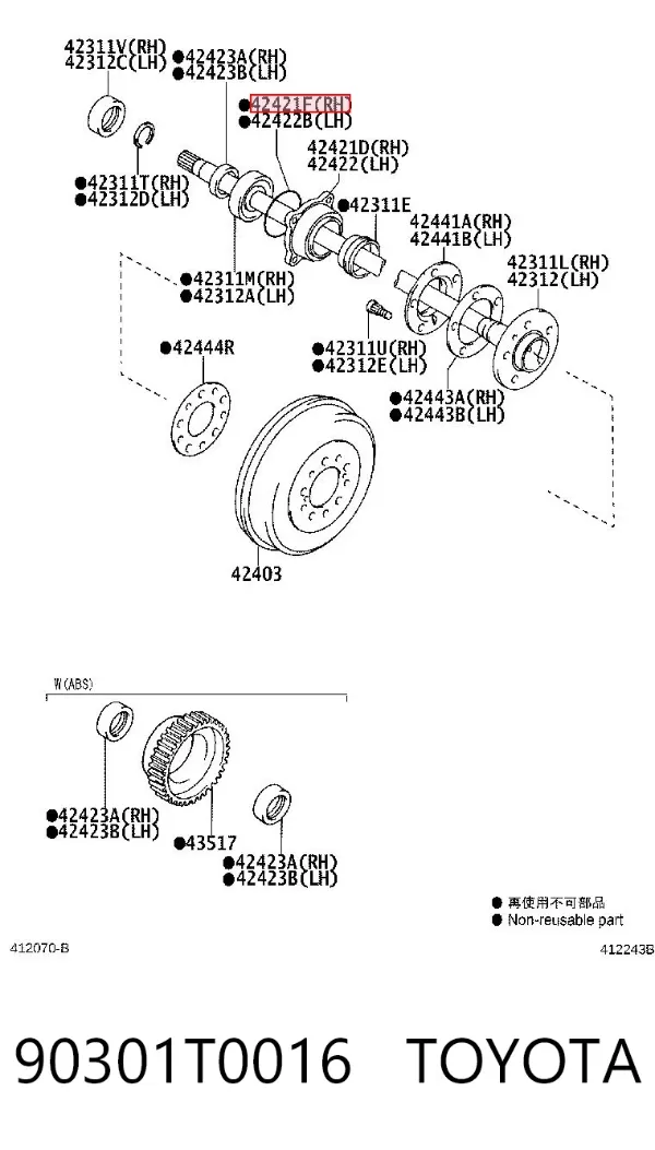 Uszczelniacz półosi mostu tylnego wewnętrzny 90301T0016 Toyota