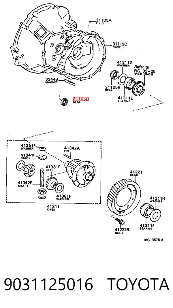 Uszczelniacz automatycznej/mechanicznej slrzyni biegów (wału wejściowego/sprzęgłowego) 9031125016 Toyota