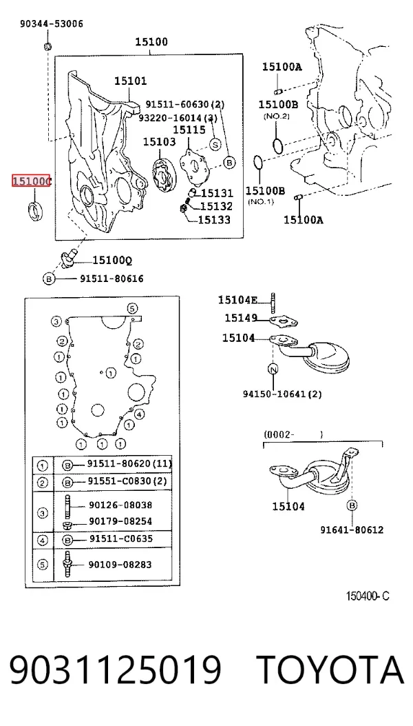 Uszczelniacz wału korbowego przedni 9031125019 Toyota
