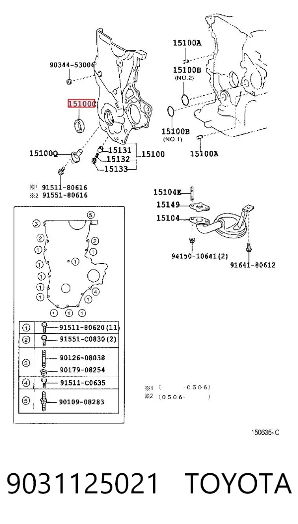 Uszczelniacz wału korbowego przedni 9031125021 Toyota