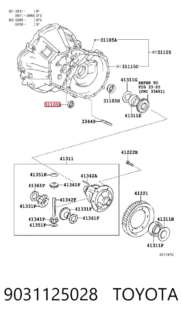Uszczelniacz automatycznej/mechanicznej slrzyni biegów (wału wejściowego/sprzęgłowego) 9031125028 Toyota