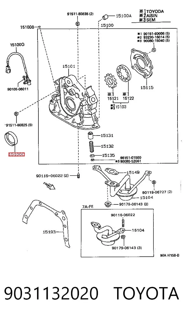 Uszczelniacz wału korbowego przedni 9031132020 Toyota