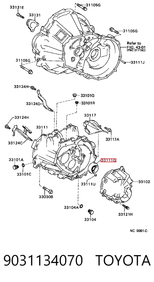 Uszczelniacz półosi lewej mostu przedniego 9031134070 Toyota