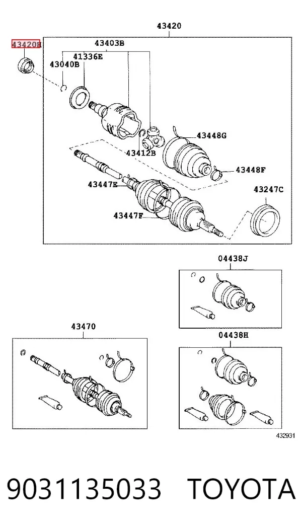 Uszczelniacz automatycznej/mechanicznej skrzyni biegów (wału głównego) 9031135033 Toyota