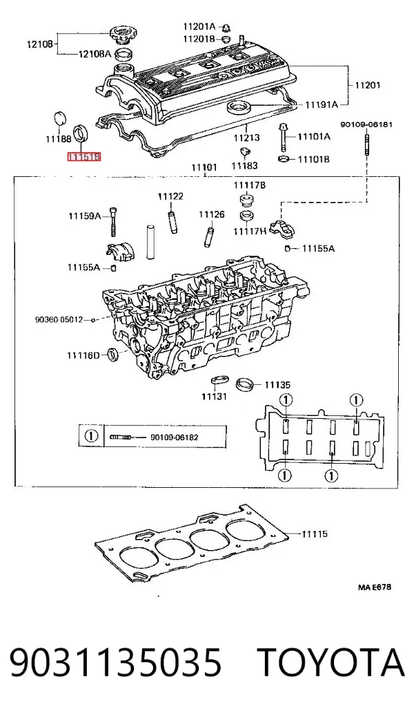 Uszczelniacz wału korbowego przedni 9031135035 Toyota