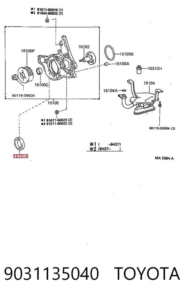 Uszczelniacz wału korbowego przedni 9031135040 Toyota