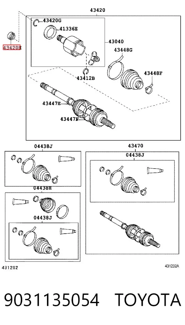 Uszczelniacz półosi lewej mostu przedniego 9031135054 Toyota