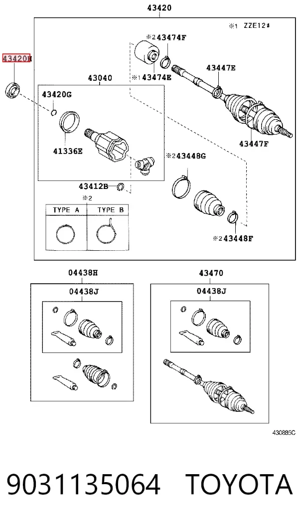 Uszczelniacz półosi mostu przedniego 9031135064 Toyota
