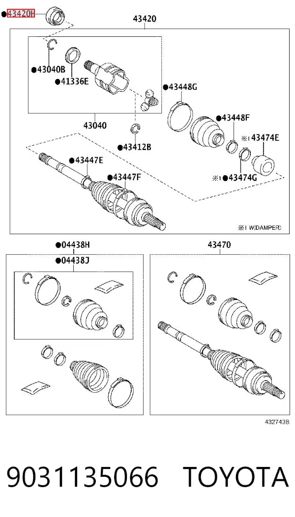 Uszczelniacz półosi mostu przedniego 9031135066 Toyota