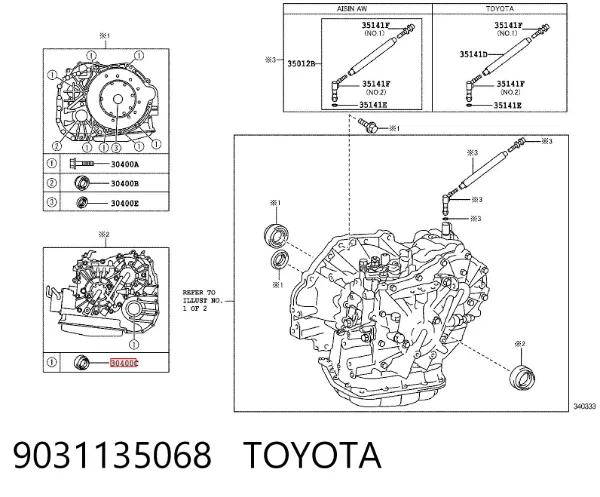 Uszczelniacz półosi lewej mostu przedniego 9031135068 Toyota