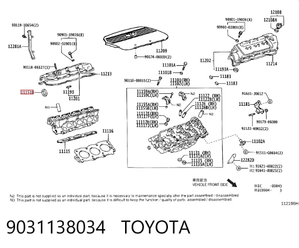 Uszczelniacz wałka rozrządu silnika 9031138034 Toyota