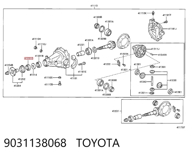 Uszczelniacz końcówki reduktora mostu tylnego 9031138068 Toyota
