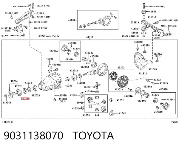 Uszczelniacz końcówki reduktora mostu tylnego 9031138070 Toyota