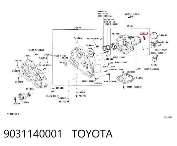 Uszczelniacz automatycznej/mechanicznej skrzyni biegów (wału głównego) 9031140001 Toyota
