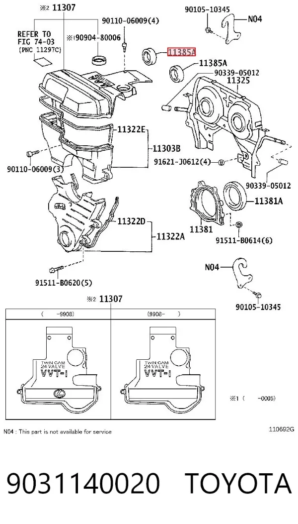 Uszczelniacz wałka rozrządu silnika przedni 9031140020 Toyota