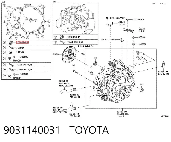 Uszczelniacz półosi prawej mostu przedniego 9031140031 Toyota