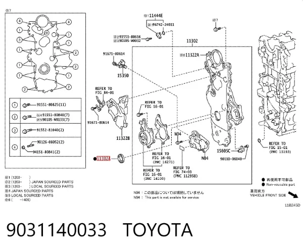 Uszczelniacz wału korbowego przedni 9031140033 Toyota