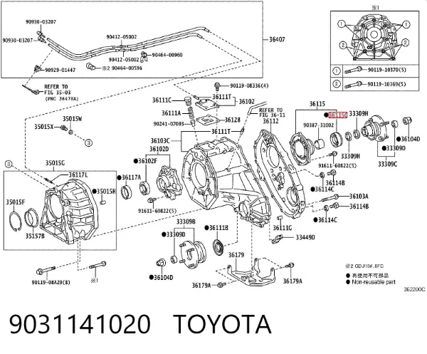 Uszczelniacz skrzyni rozdzielczej tylny wyjściowy 9031141020 Toyota