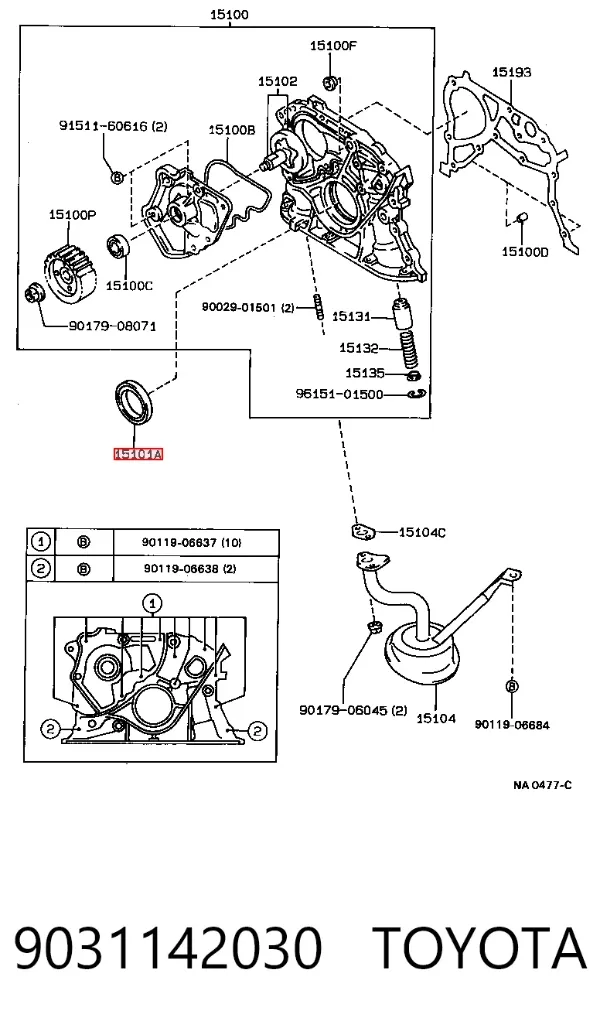 Uszczelniacz wału korbowego przedni 9031142030 Toyota